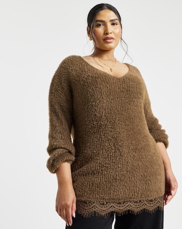 Fluffy Lace V-neck Tunic