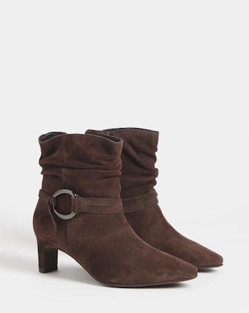 Naomi Suede Pointed Slouch Kitten Heel Ankle Boots - Wide Fit (E)
