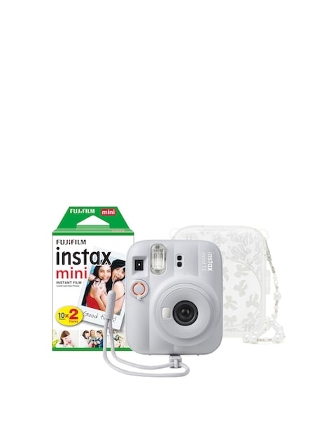 Fujifilm Instax Mini 13 Camera inc Skinny Dip Case & 20 Shot Film - Clay White