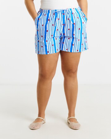 Blue Stripe Embroidered Short