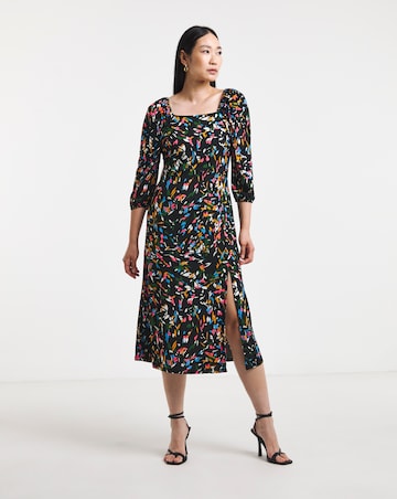 Square Neck Jersey Midi Dress