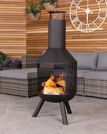 Charles Bentley Round Black Steel Chimenea