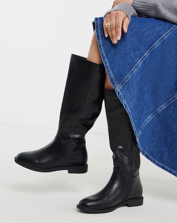 Anya Flat Stretch Knee High Boots - Wide Fit (E) & Curvy Calf