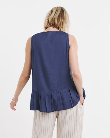 Linen Mix Button Detail Vest Top