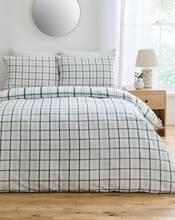 Painted Check Cotton Blend Reversible Duvet Cover Set