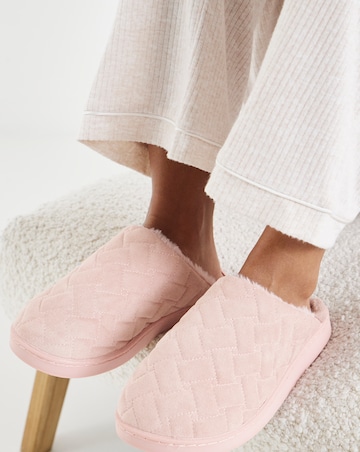Marley Quilted Mule Slippers - Wide Fit (E)