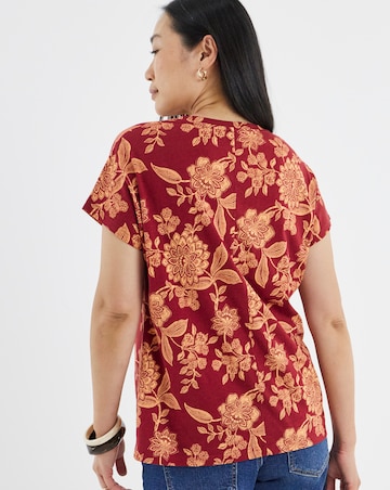 Berry Floral Printed V-Neck T-Shirt