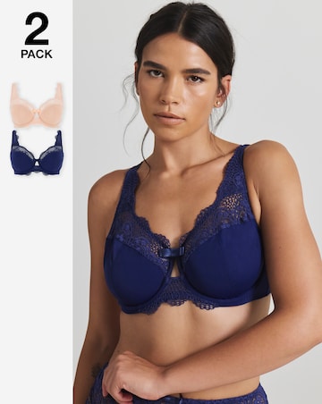 Pretty Secrets 2 Pack Lottie Lace Navy/Blush Full Cup Wired Bras B-G