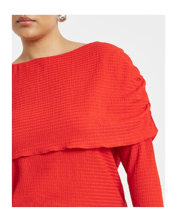 Simply Be Red Textured Slash Neck Double Layer Top