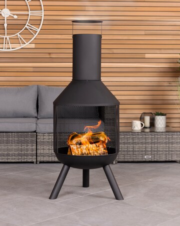 Charles Bentley Round Black Steel Chimenea