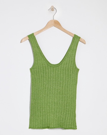 Simply Be Green Metallic Rib Knit Vest Top