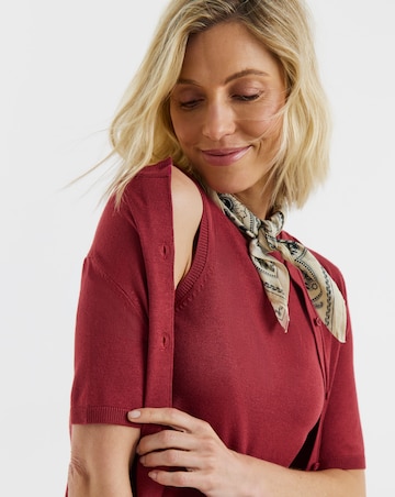 Fine Knit Short Sleeve Cardigan And Vest Twinset
