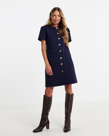 Button Detail Ponte Mini Dress