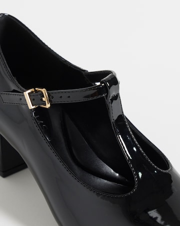 Cherry T Bar Block Heel Shoes - Extra Wide Fit (EEE)