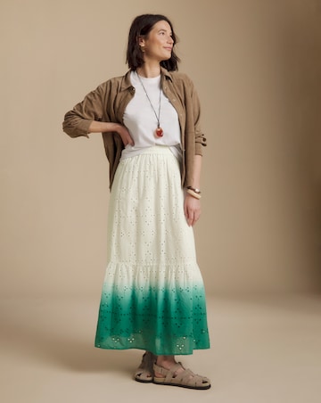 Julipa White Ombre Pure Cotton Broderie Skirt