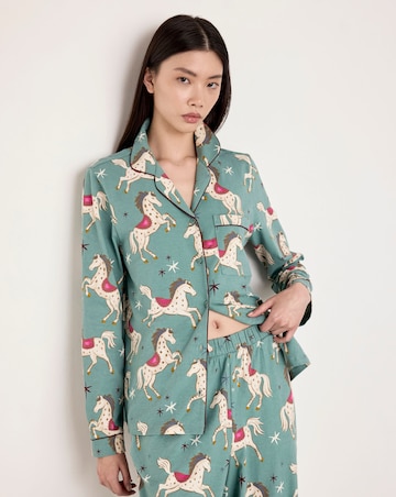 Chelsea Peers Cotton Classic Button Up Pyjama Set Carousel Horse Print