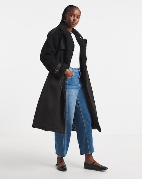 Black Borg Mix Trench Coat