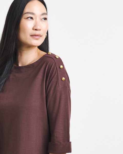 Chocolate Button Shoulder Longline Top