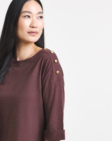 Chocolate Button Shoulder Longline Top