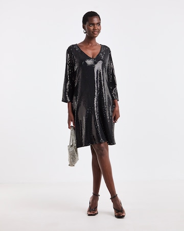 Hotfix V Neck Shift Dress