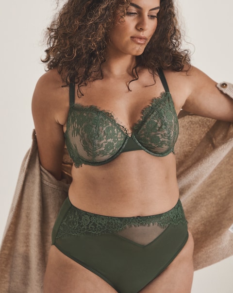 Pretty Secrets Lace Full Brief Knickers Green