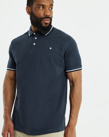 Jack & Jones Paulos Tipped Polo - Grey Blue
