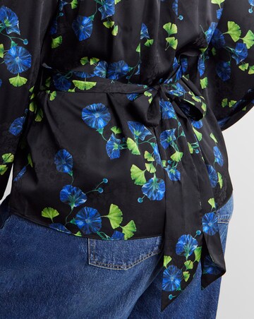 Joanna Hope Floral Satin Wrap Blouse