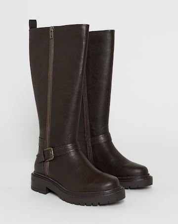 Sherry Zip Detail Knee High Boots - Wide Fit (E) & Curvy Calf