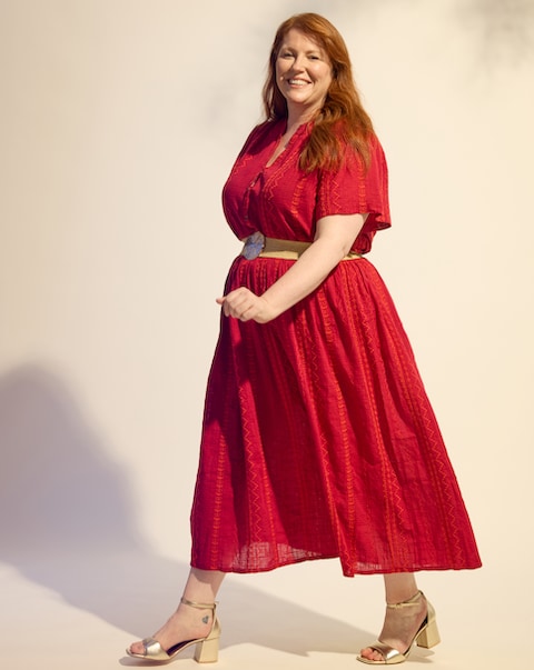 Julipa Embroidered Cotton Midi Skirt