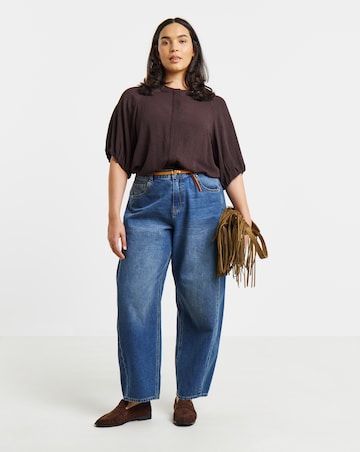 Simply Be Chocolate Bubble Sleeve Top