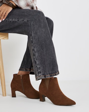 Katrina Block Heel Pointed Ankle Boots - Extra Wide Fit (EEE)