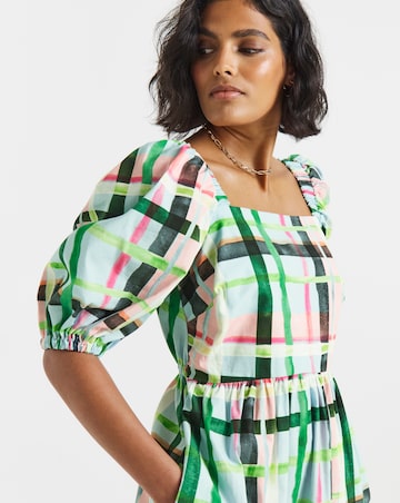 Twisted Wunder Cotton Check Mini Dress