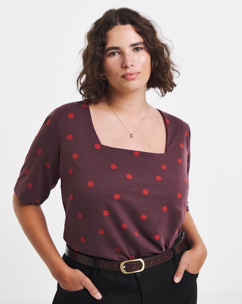 New In - Printed Half Sleeve Square Neck