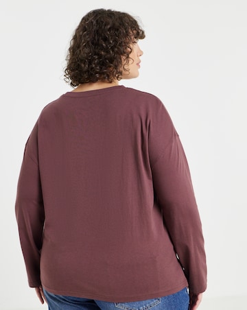 Simply Be Chocolate Long Sleeve Boyfriend T-Shirt