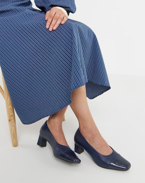 Autumn Flared Block Heel Court Shoes - Extra Wide Fit (EEE)