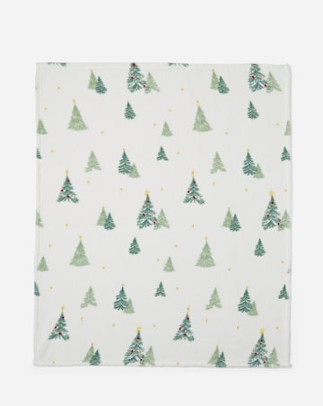 Woodland Forest Christmas Trees Sherpa Fleece Throw