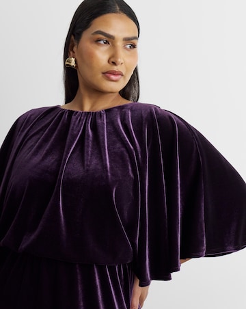 Joanna Hope Velour Cape Maxi Dress
