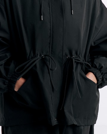 Black Hooded Swing Parka Jacket