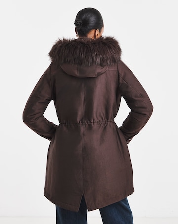 Chocolate Faux Fur Lined Parka Coat