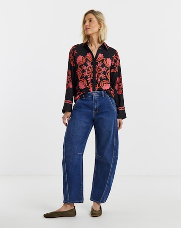 Black Paisley Placement Print Shirt