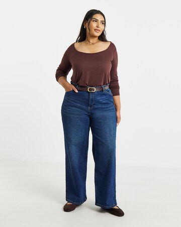 Simply Be Chocolate And Pink 2 Pack Scoop Neck Tops