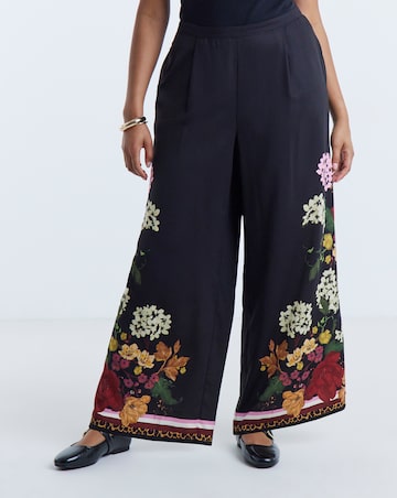 Simply Be Black Floral Wide Leg Trouser Co-ord