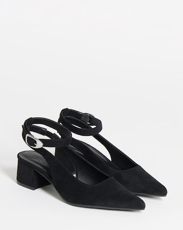 Isabella Ankle Detail Block Heel Pointed Shoes - Wide Fit (E)
