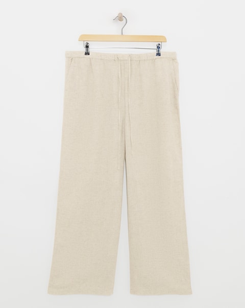 Stone Linen Mix Wide Leg Trouser