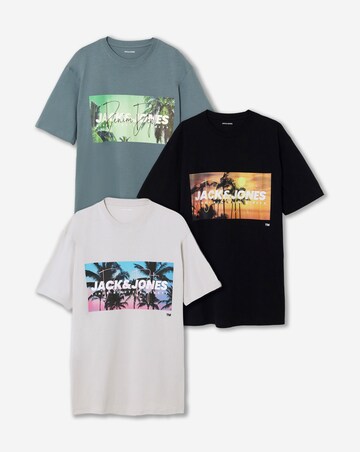 Jack & Jones Indiana Graphic T-Shirt 3 Pack - Multi
