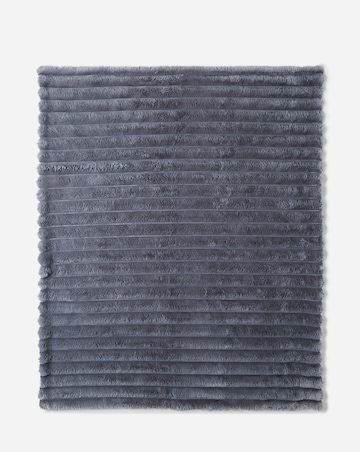 Ribbed Faux Fur Throw - Charcoal