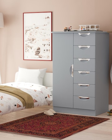 Haydn Ready Assembled 1 Door 5 Drawer Kids Wardrobe - Kids