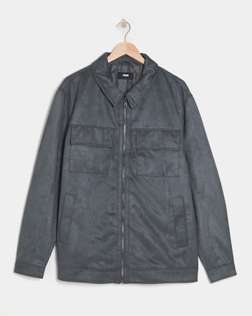 Grey Faux Suede Zip Jacket