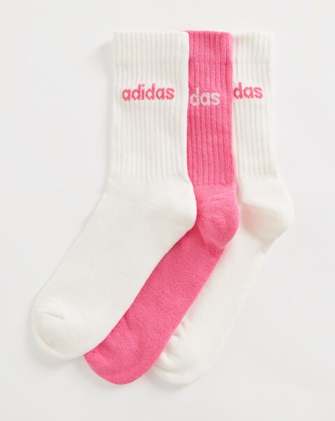 adidas 3 Pack Linear Logo Crew Socks