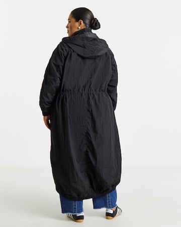 Black Pocket Detail Parachute Parka